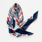 Blue Wave Silk Scarf, 90cm Hand-Rolled Women's Head Scarf