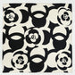 Black and White Camellia Love Silk Scarf, 90cm Hand-Rolled Women's Head Scarf
