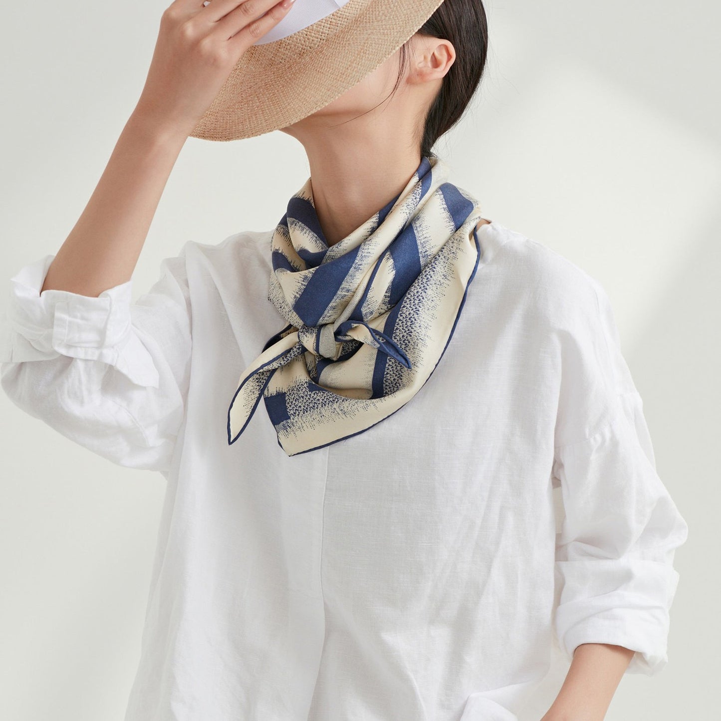 Timeless Stripes Silk Scarf, Double-Sided Print with Luxury Hand-Rolled, Sand-Washed Finish