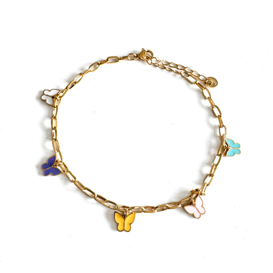 Yareli Luxe 18K Gold-Plated Butterfly Charm Anklet