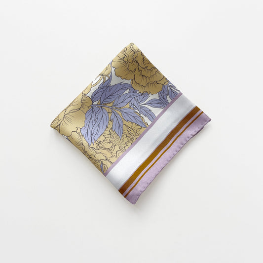 Peony Bloom Silk Scarf, 65cm Hand-Rolled Bandana Scarf
