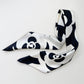 Black and White Camellia Love Silk Scarf, 90cm Hand-Rolled Women's Head Scarf