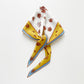 Yellow Floral Print Diamond Silk Scarf, 100% Silk Crêpe de Chine