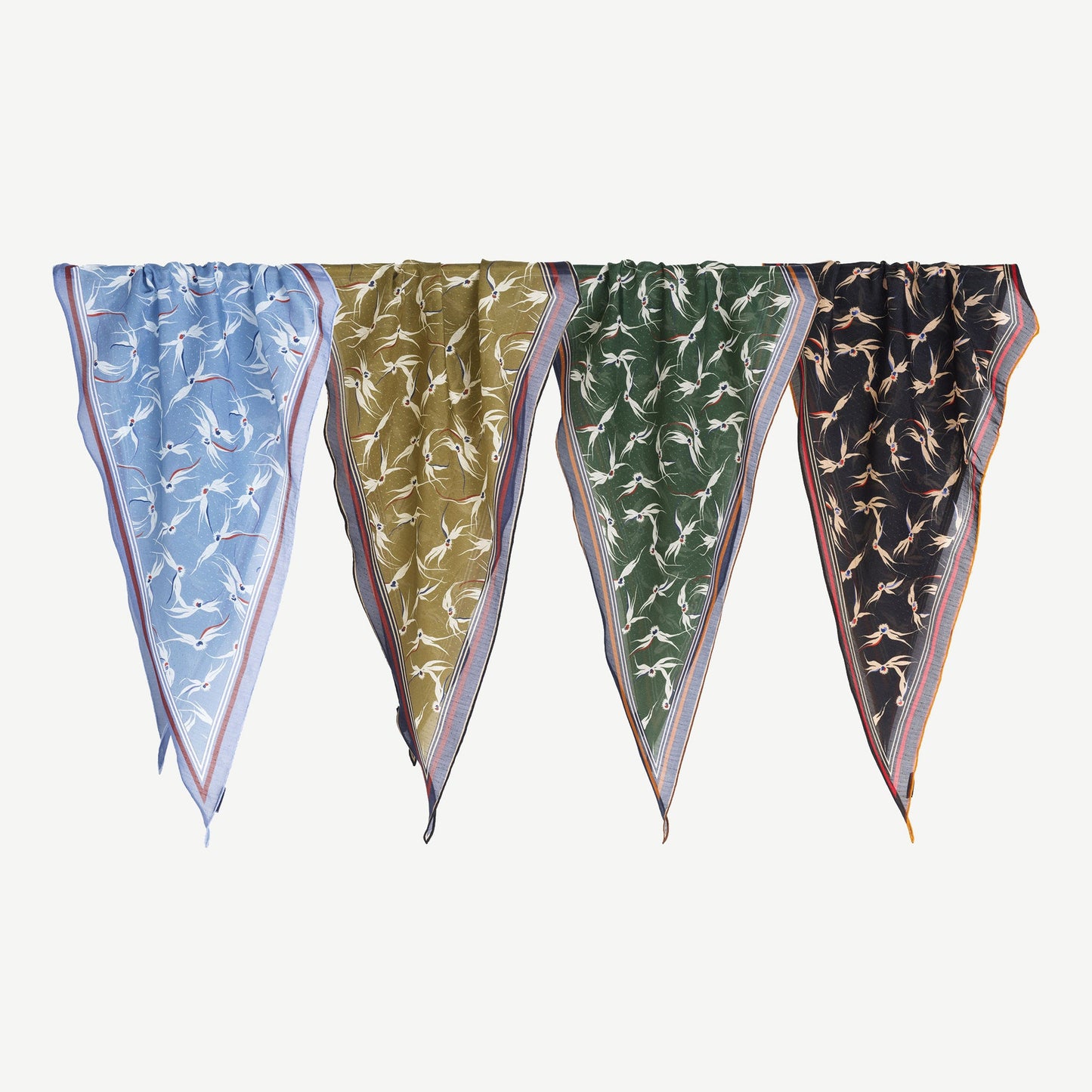 Stylised Bird Print Organic Cotton Silk Scarf