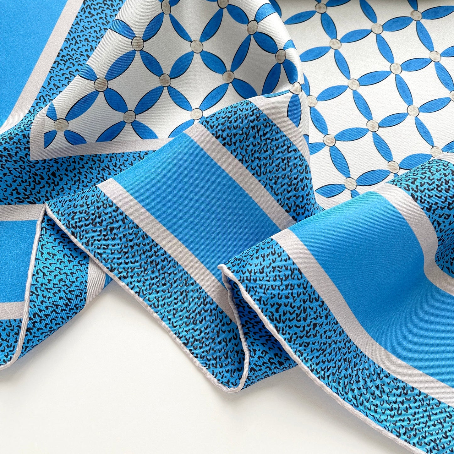 Geometric Petals Silk Scarf, 90cm Women's Head Scarf