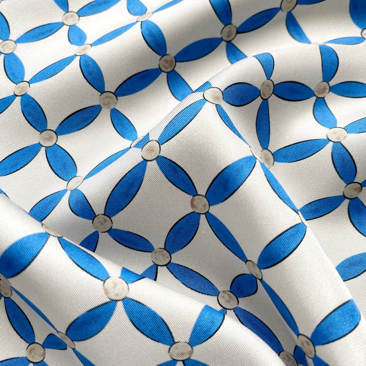 Geometric Petals Silk Scarf, 90cm Women's Head Scarf