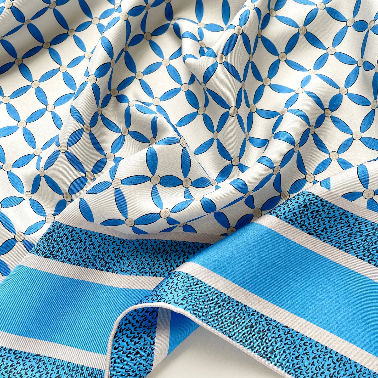 Geometric Petals Silk Scarf, 90cm Women's Head Scarf