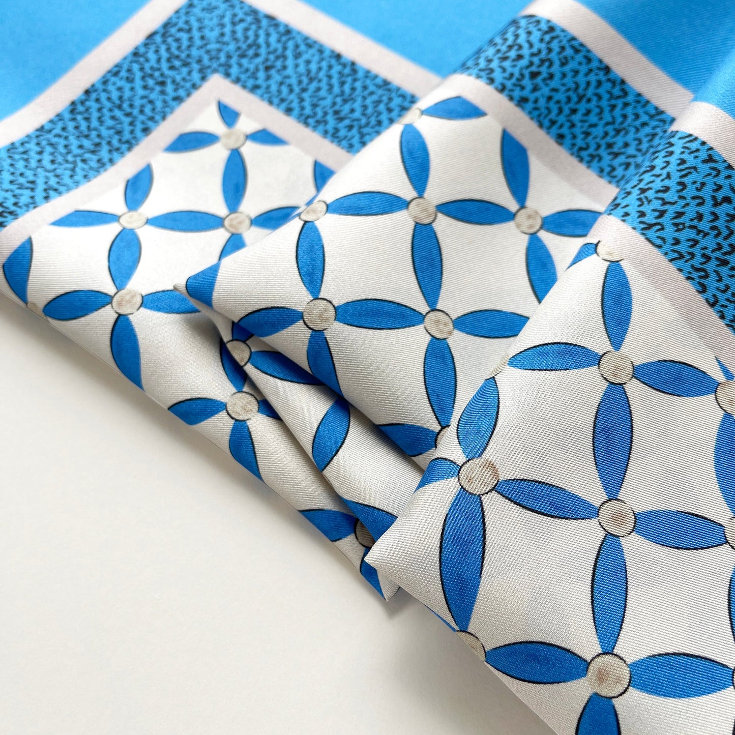 Geometric Petals Silk Scarf, 90cm Women's Head Scarf