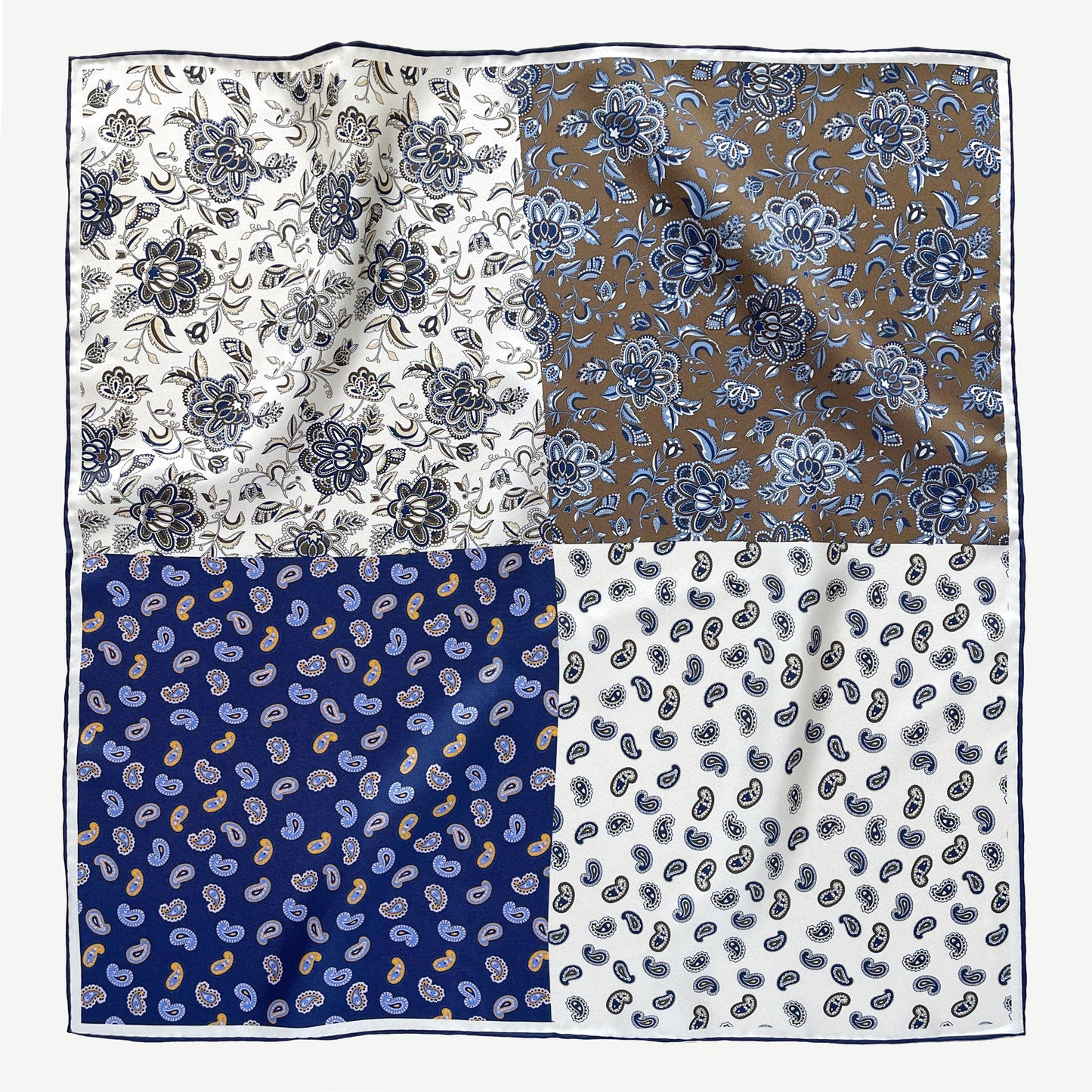 Men's 53cm Heritage Patchwork Silk Square Scarf Neckerchief
