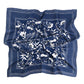 Blue Kyoto Bloom Silk Scarf, Men's 65cm Neckerchief