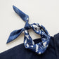 Blue Kyoto Bloom Silk Scarf, Men's 65cm Neckerchief