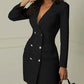 Vireous Women's Double-Breasted Military Style Blazer Dress