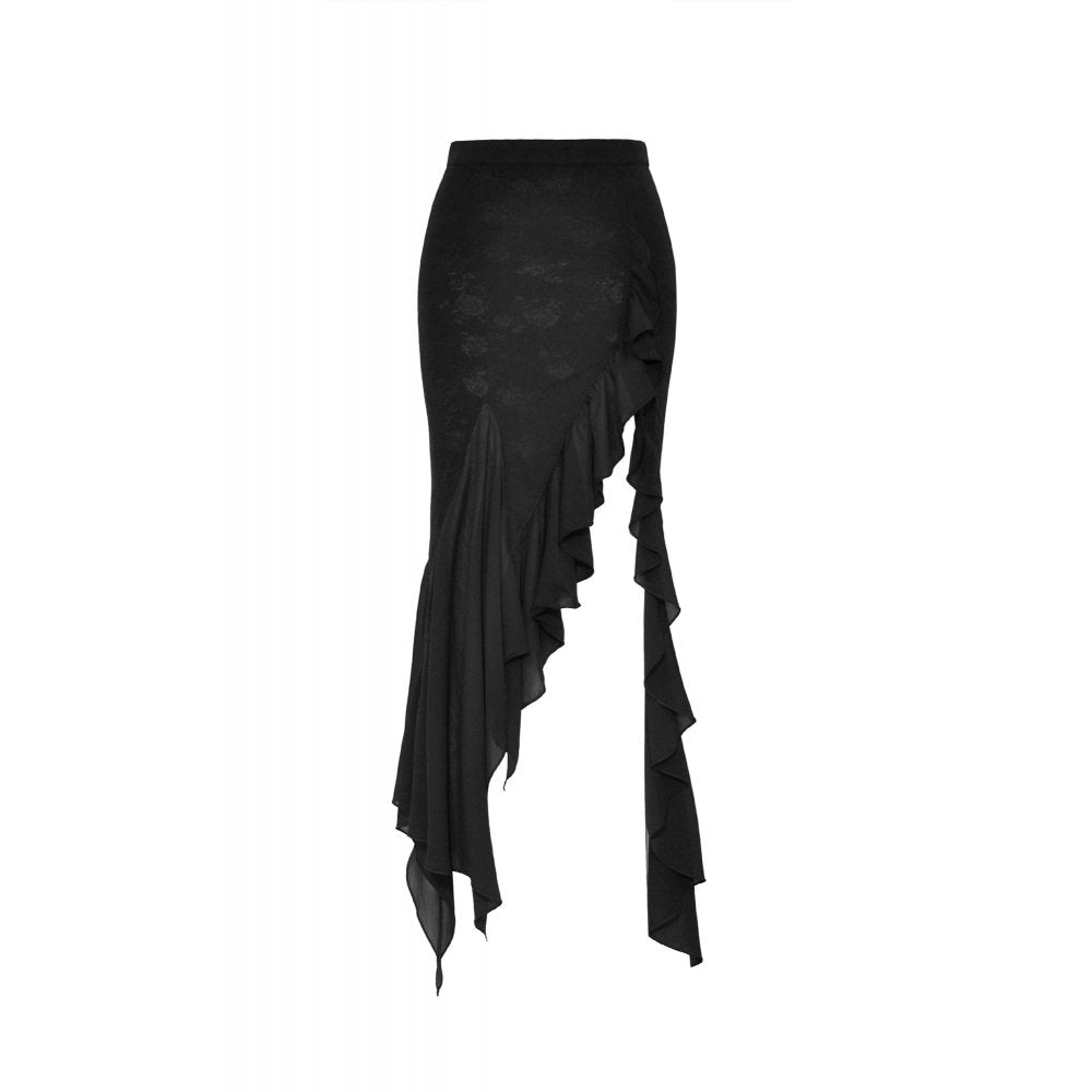 Dark In Love Izora Asymmetrical Goth Skirt﻿