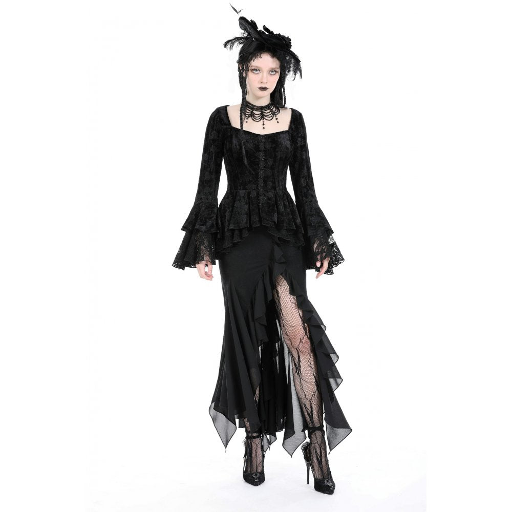 Dark In Love Izora Asymmetrical Goth Skirt﻿