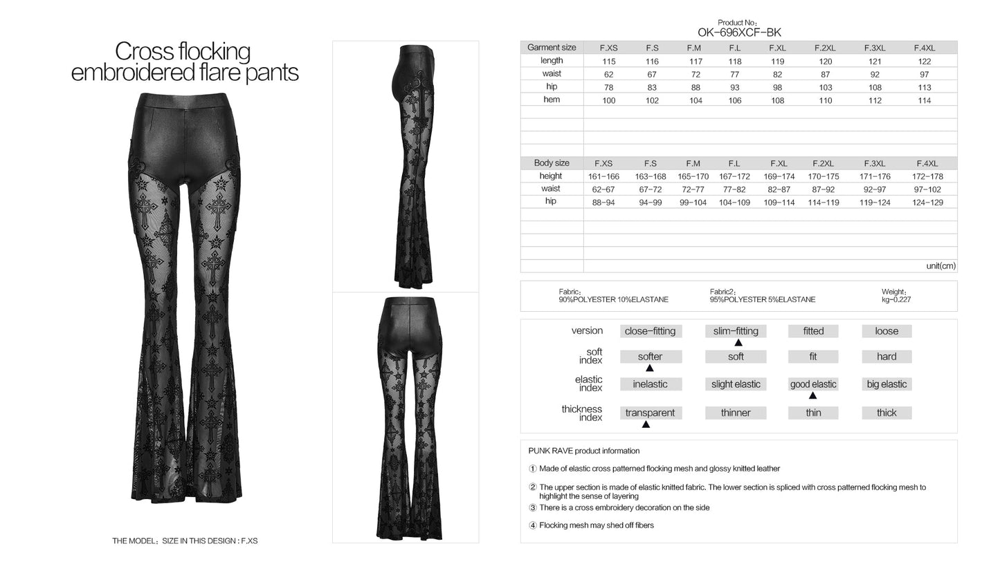 Punk Rave Seraphina Cross Flocking Flare Pants