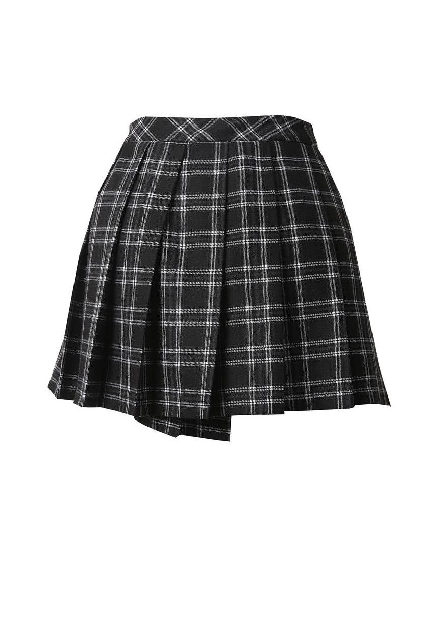 Dark In Love Leah Goth Tartan Mini Skirt with Strap Detail