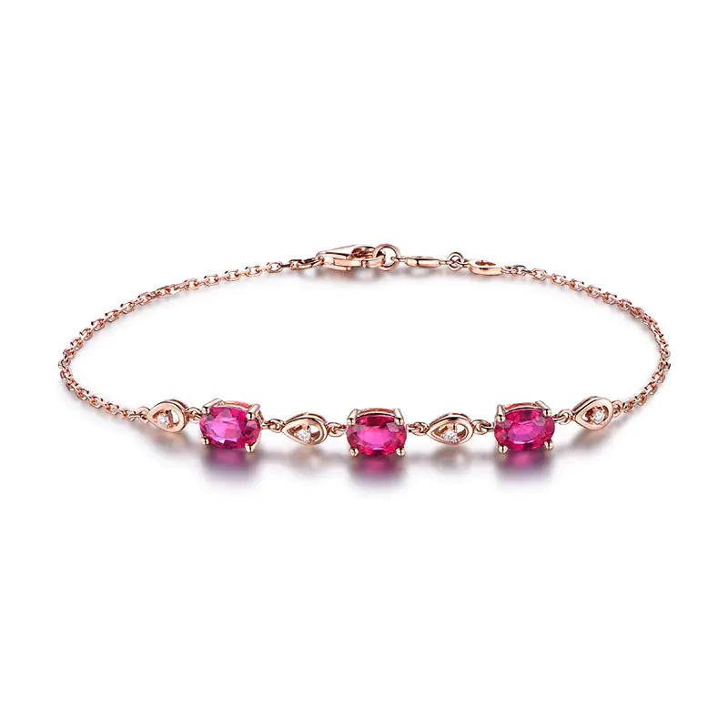 Imitation Red Tourmaline Colour Gem Bracelet