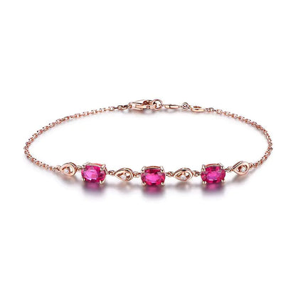 Imitation Red Tourmaline Colour Gem Bracelet