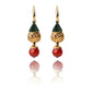 Renaissance-Style Long Pendant Gold-Plated Agate Earrings