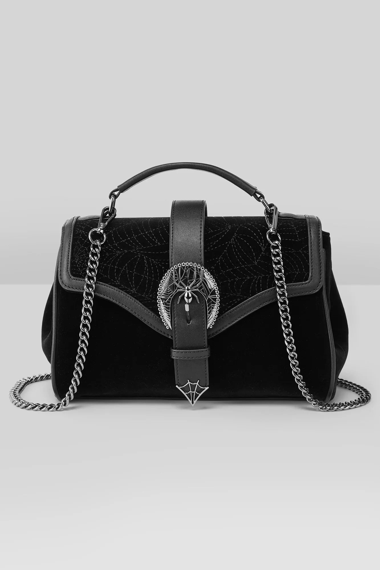 Killstar Lady Arachne Velvet and Leather Handbag