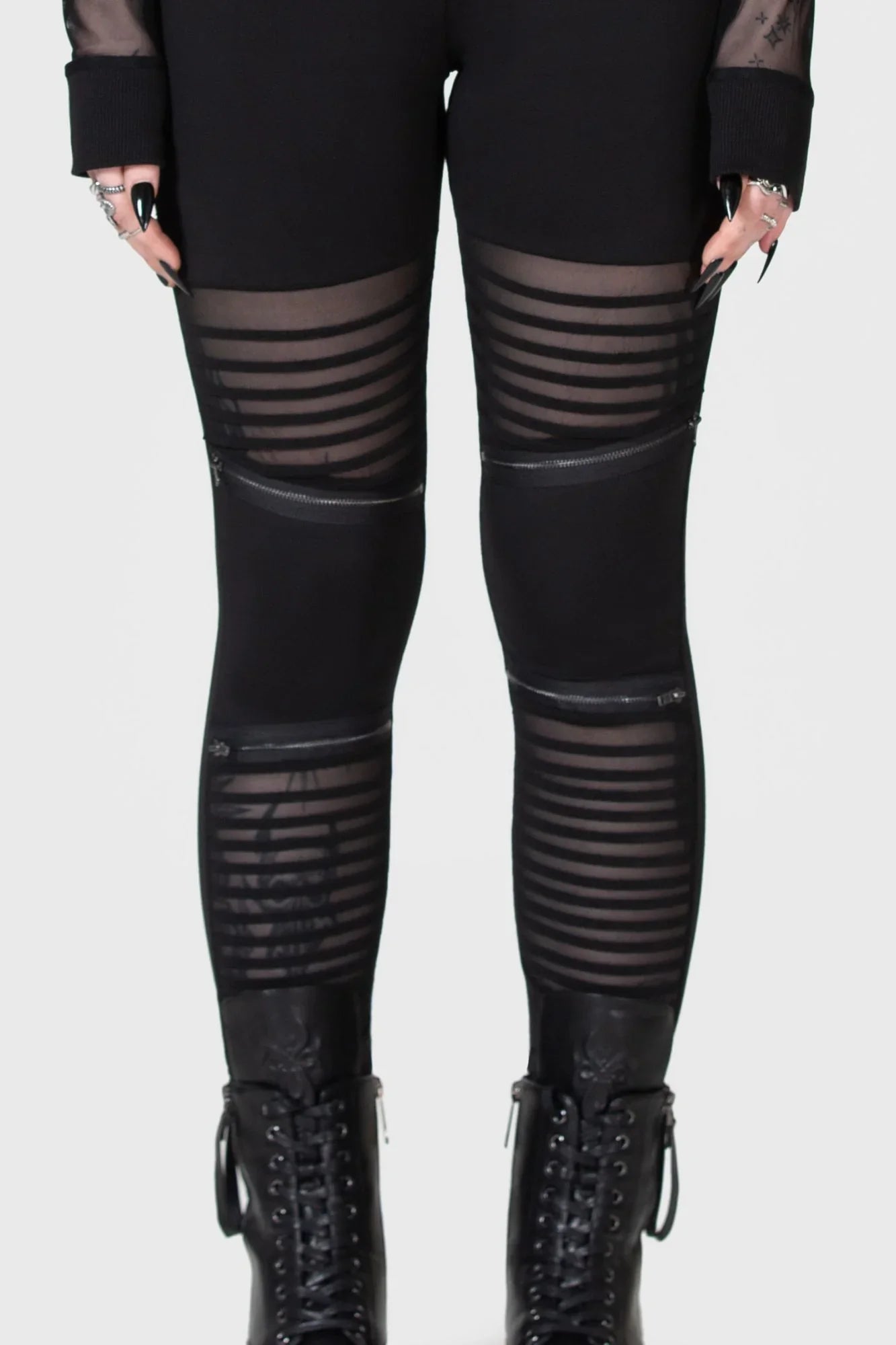 Killstar Clara's Trap High Waisted Mesh Panel Leggings