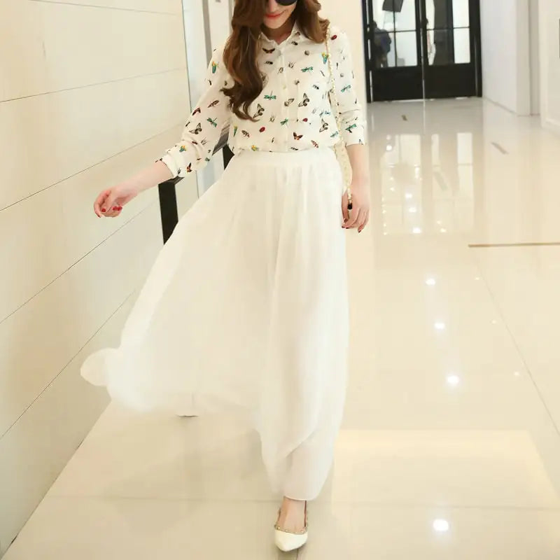 High Waist Long or Half-Length Floaty Chiffon Skirt, Spring and Summer Collection
