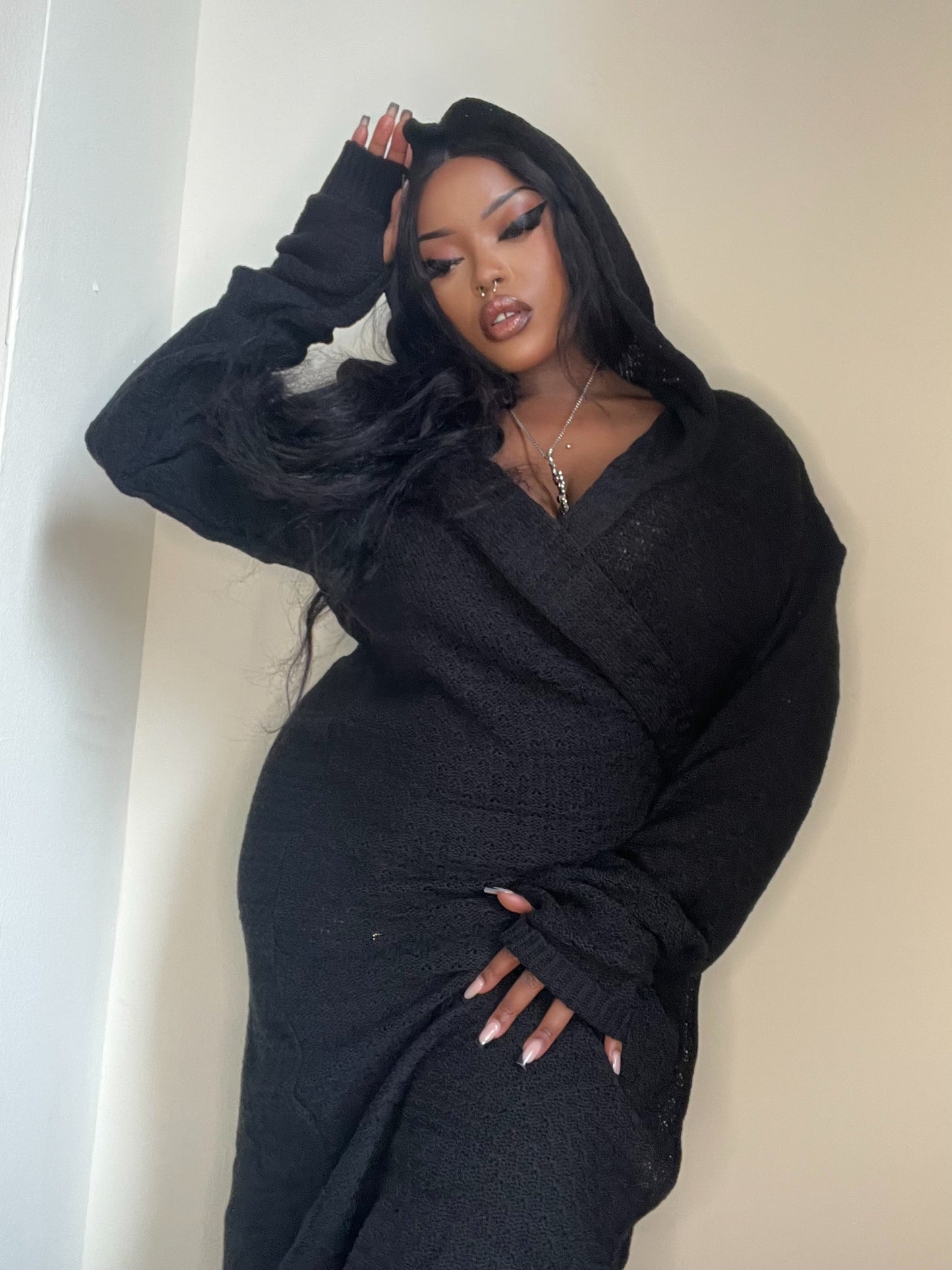 Necessary Evil Athena Long Hooded Cardigan, Plus Sizes