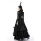 Dark In Love Livvy Lace Coat, Women's Gothic Jacket with Pointed Collar and Ruffles