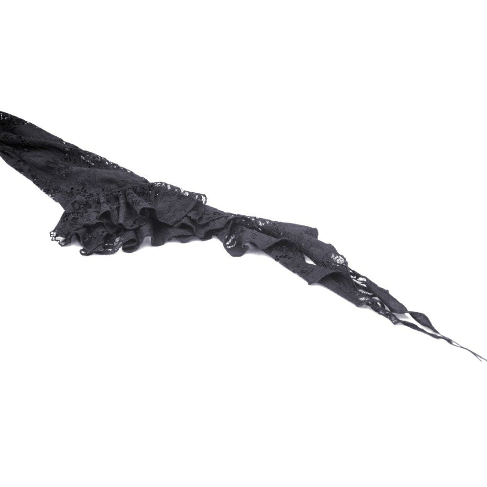 Dark In Love Livvy Lace Coat, Women's Gothic Jacket with Pointed Collar and Ruffles