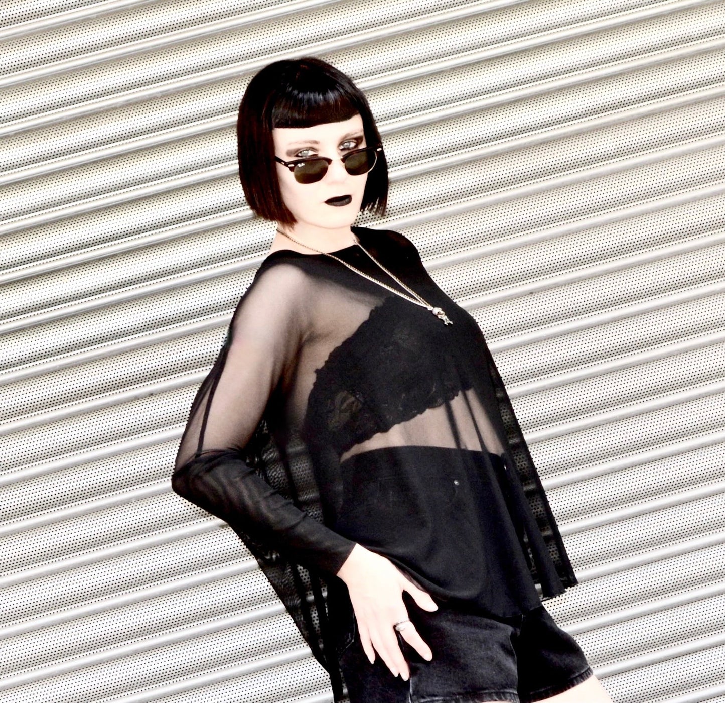 Necessary Evil Circe Gothic Sheer Black Mesh Top, Flowing Layering Style