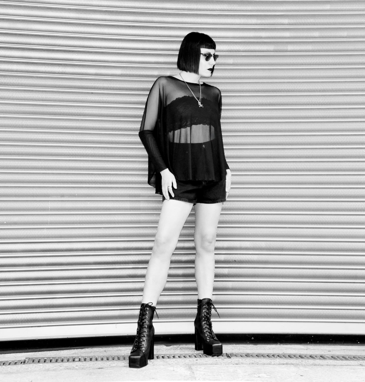 Necessary Evil Circe Flowing Mesh Top in Black, Plus Sizes