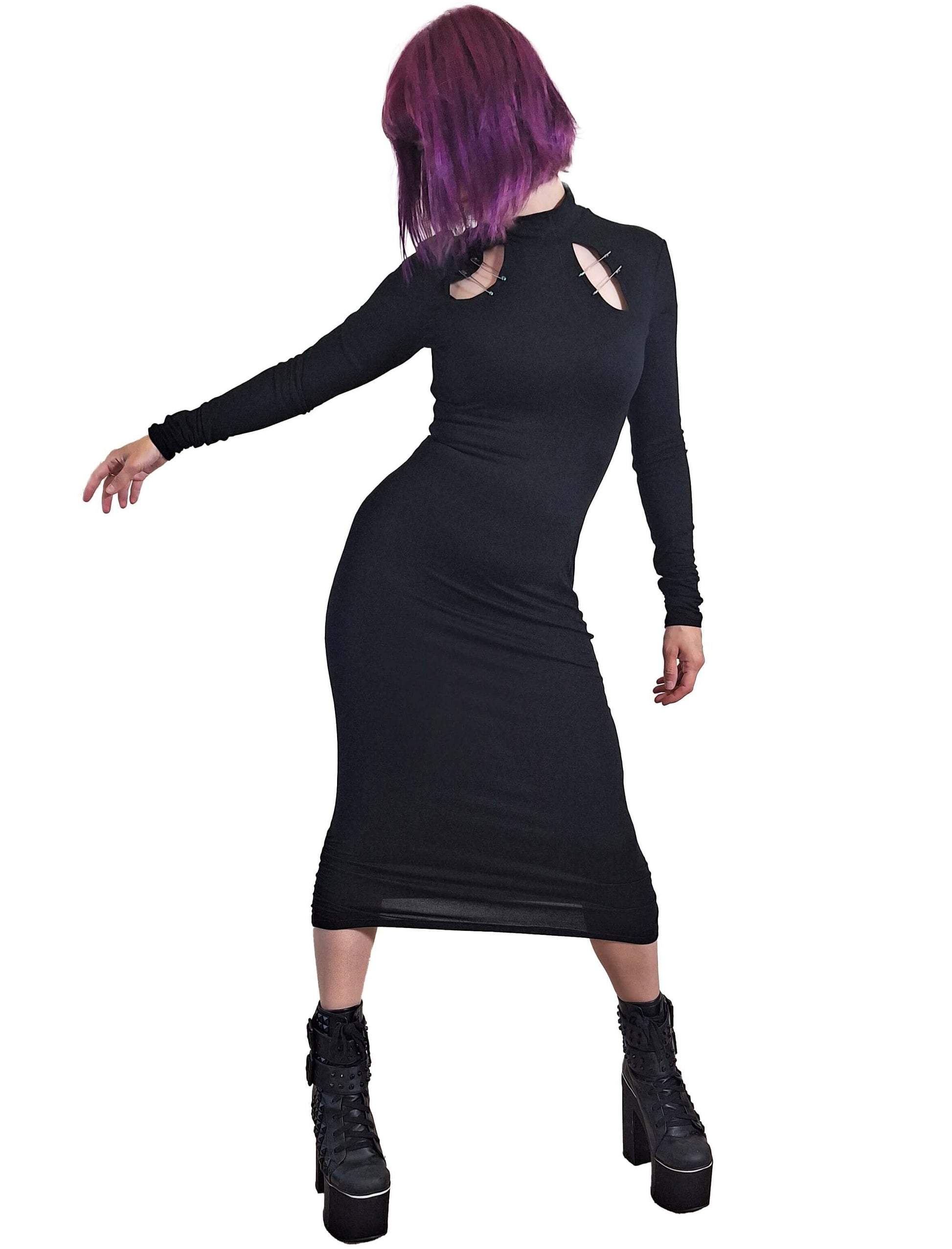 alternative midi dress Flocked Skull Lace Trim Midi Dress | Alternative Clothing Store