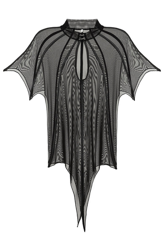 Necessary Evil Leutogi Mesh Bat Wing-Effect Poncho Top