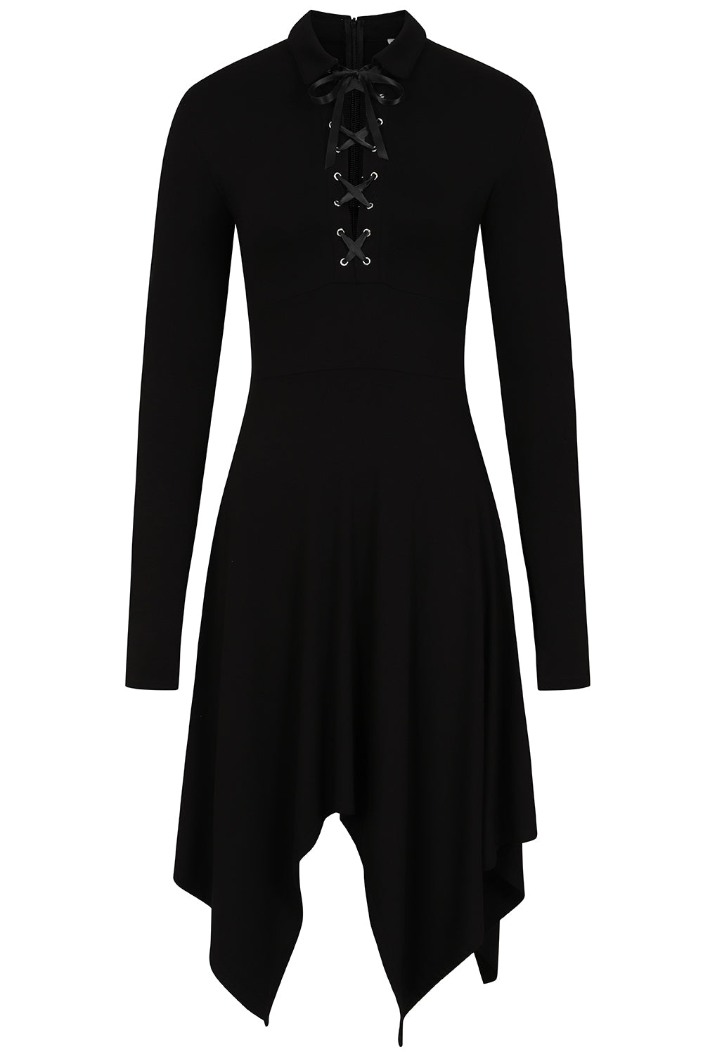 Necessary Evil Kali Long-Sleeve Midi Handkerchief Dress