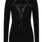 Necessary Evil Dione Long Sleeve Lace-Up Plunge Top