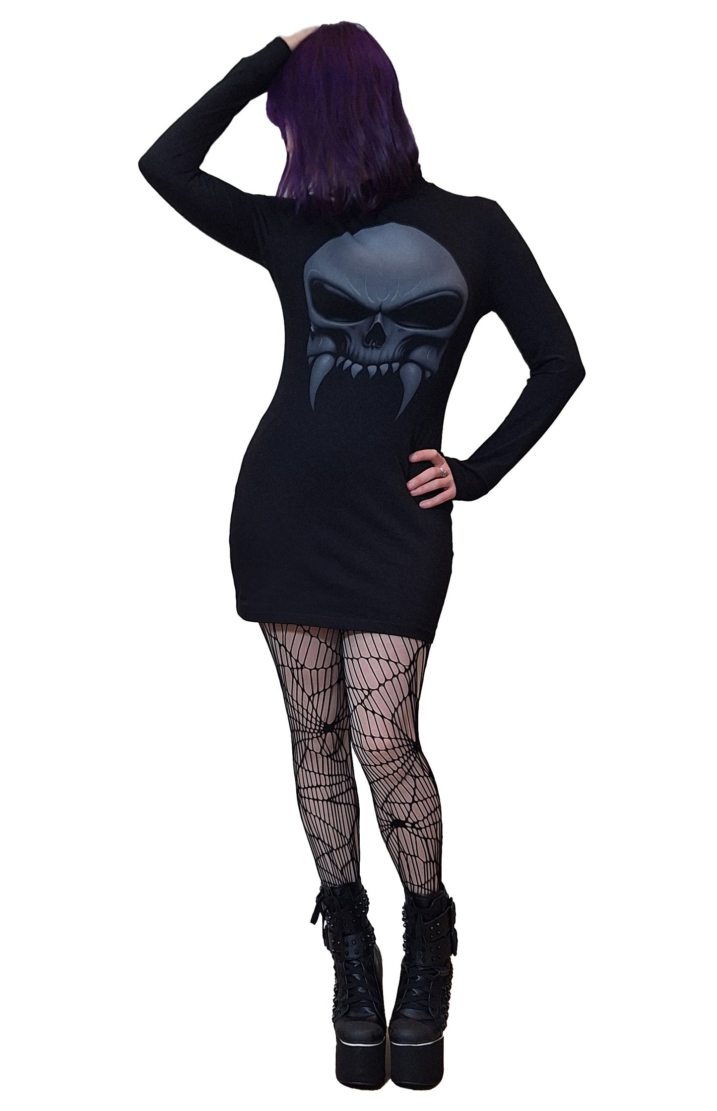 Necessary Evil Athena Vampire Skull Print Mini Dress