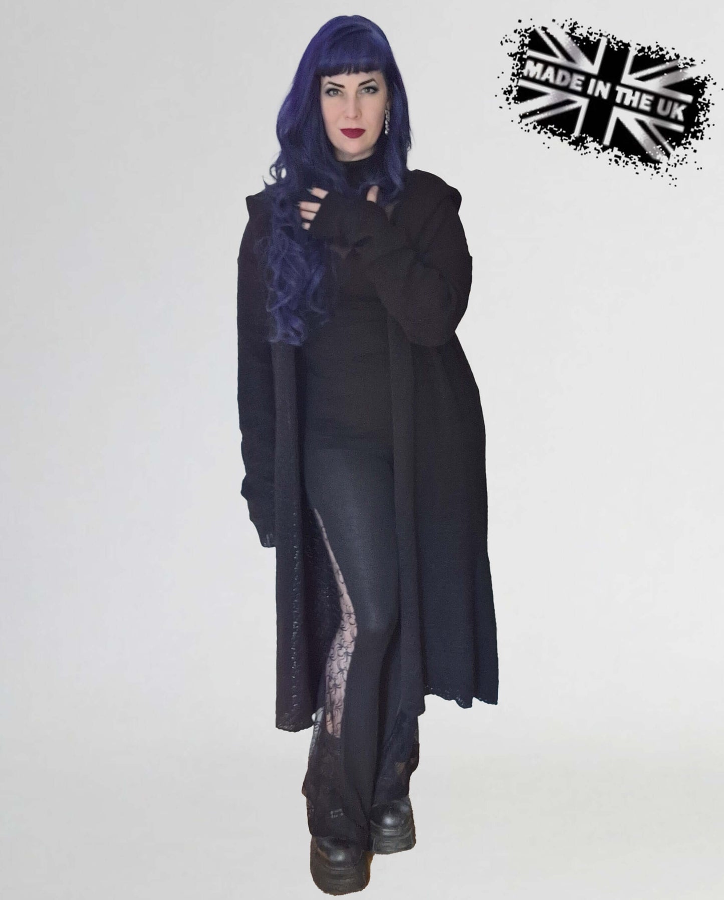 Necessary Evil Athena Long Hooded Cardigan, Plus Sizes