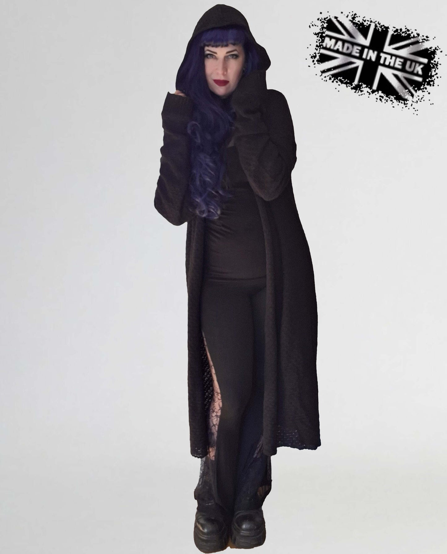 Necessary Evil Athena Long Hooded Cardigan, Plus Sizes
