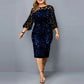 Vireous Elegant Sequin Long Flowing Sleeve Party Dress