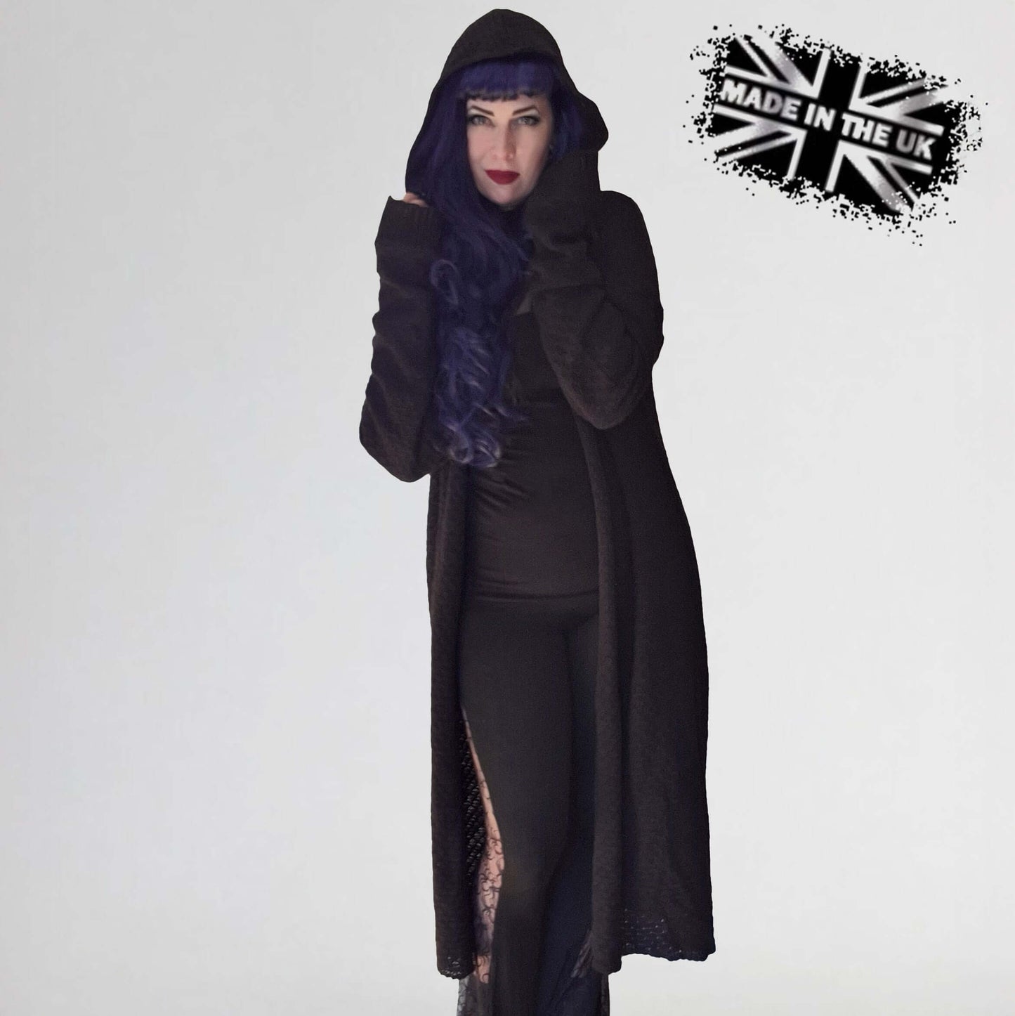 Necessary Evil Athena Long Hooded Cardigan, Plus Sizes