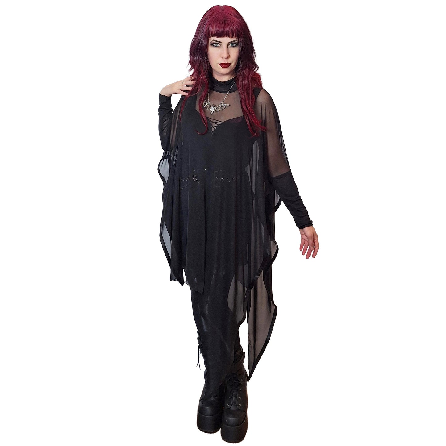 Necessary Evil Anahita Sheer Gothic Black Mesh Layer Dress
