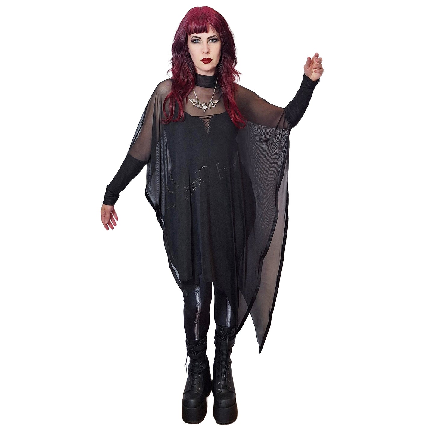 Necessary Evil Anahita Sheer Gothic Black Mesh Layer Dress