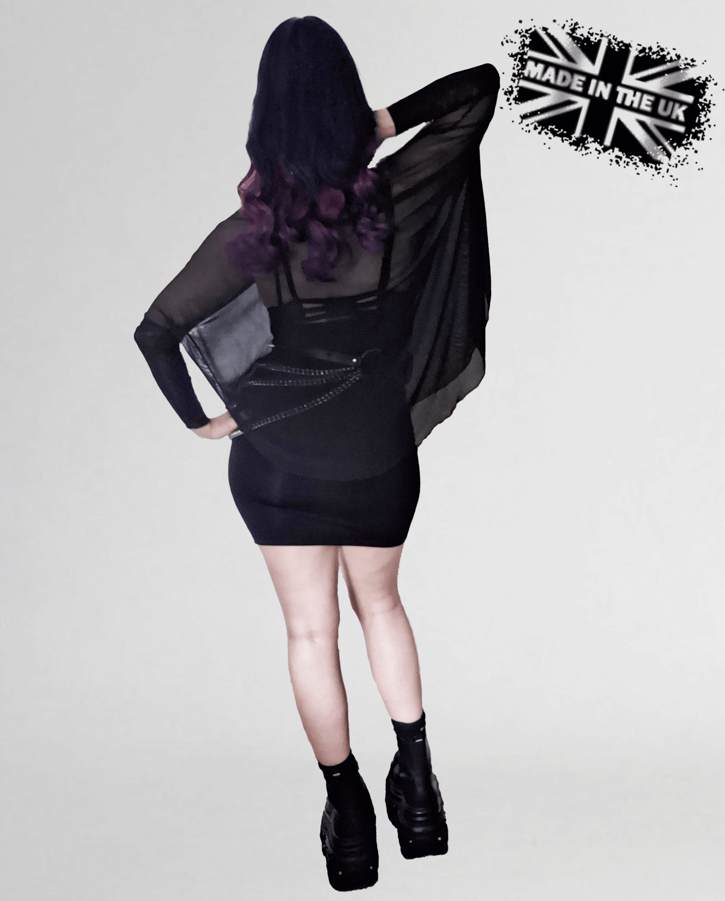 Necessary Evil Circe Flowing Mesh Top in Black, Plus Sizes