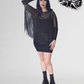 Necessary Evil Circe Flowing Mesh Top in Black, Plus Sizes