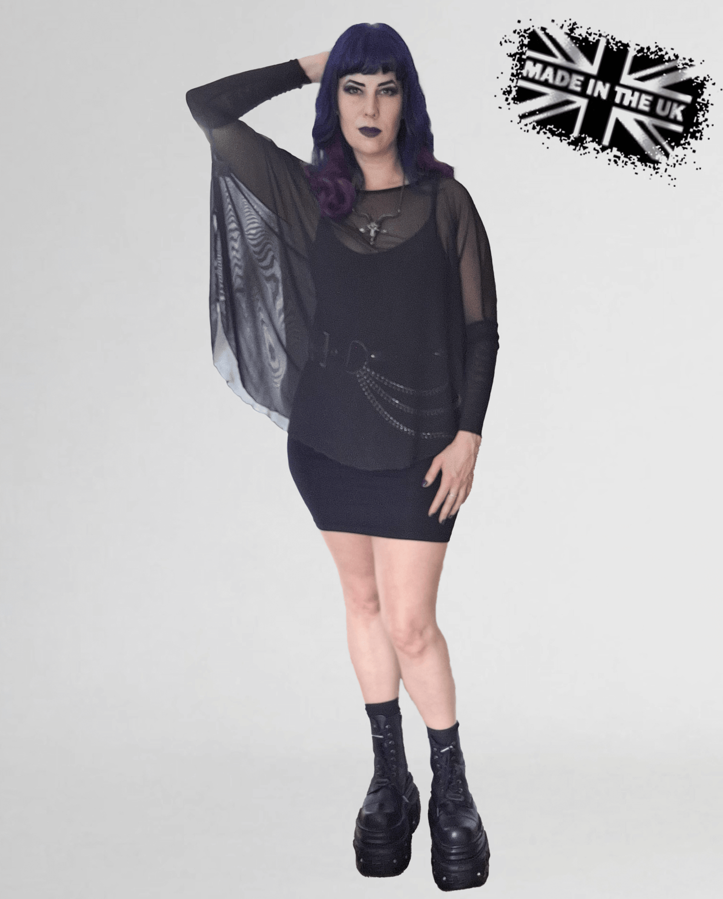 Necessary Evil Circe Flowing Mesh Top in Black, Plus Sizes