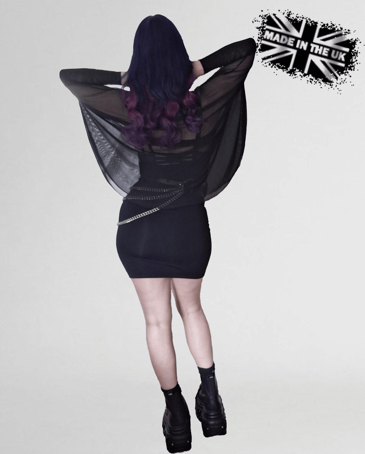 Necessary Evil Circe Flowing Mesh Top in Black, Plus Sizes