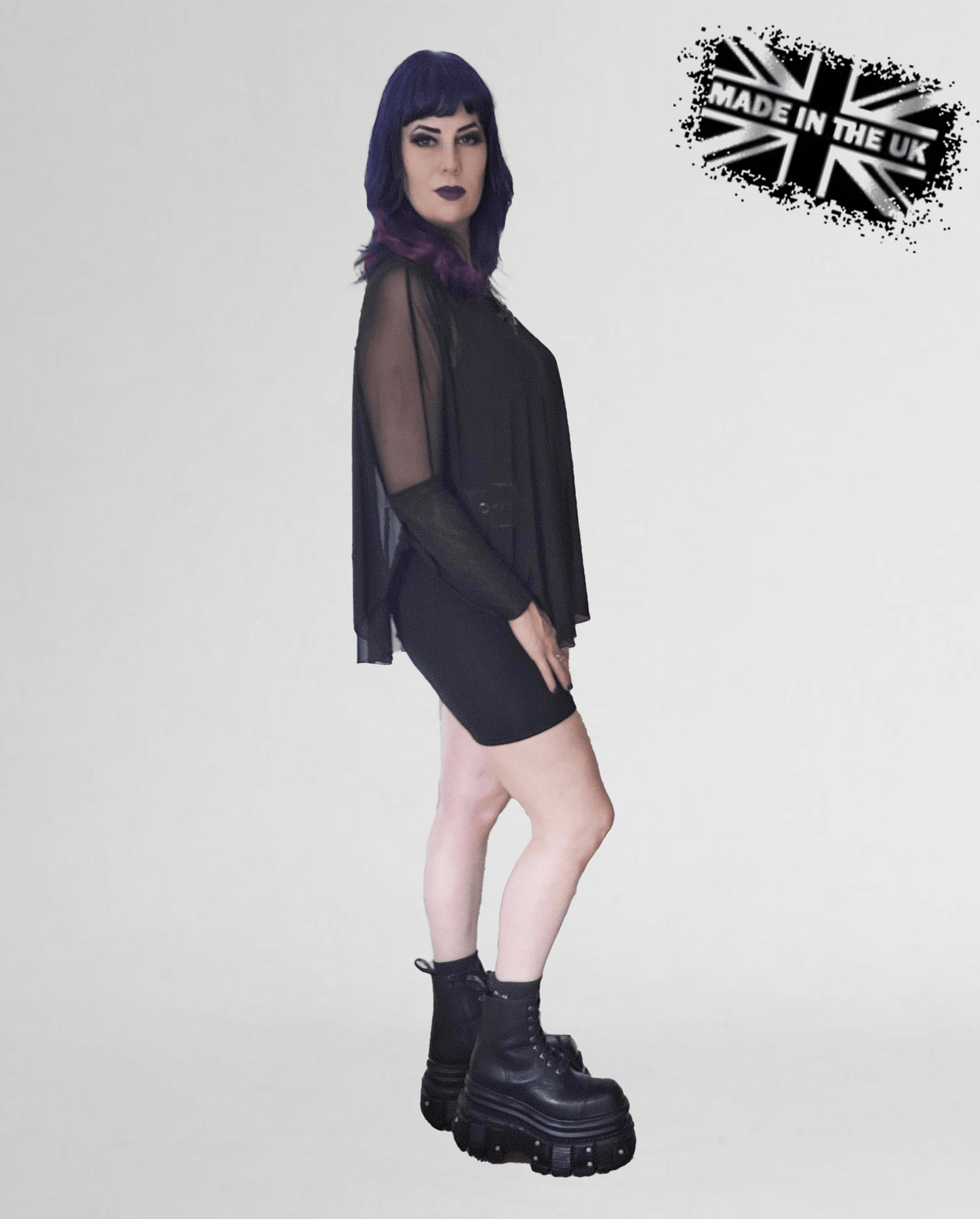 Necessary Evil Circe Flowing Mesh Top in Black, Plus Sizes