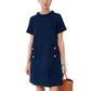 Vireous Elegant Round Neck Short Sleeve Button Tie Dress