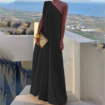 Vireous Greek-Inspired Off the Shoulder Evening Dress