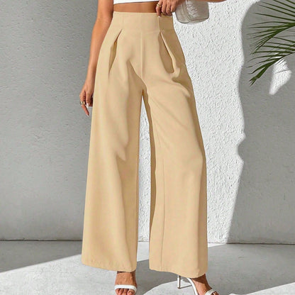 Vireous Women's High Waist Drooping Wide-Leg Business Trousers